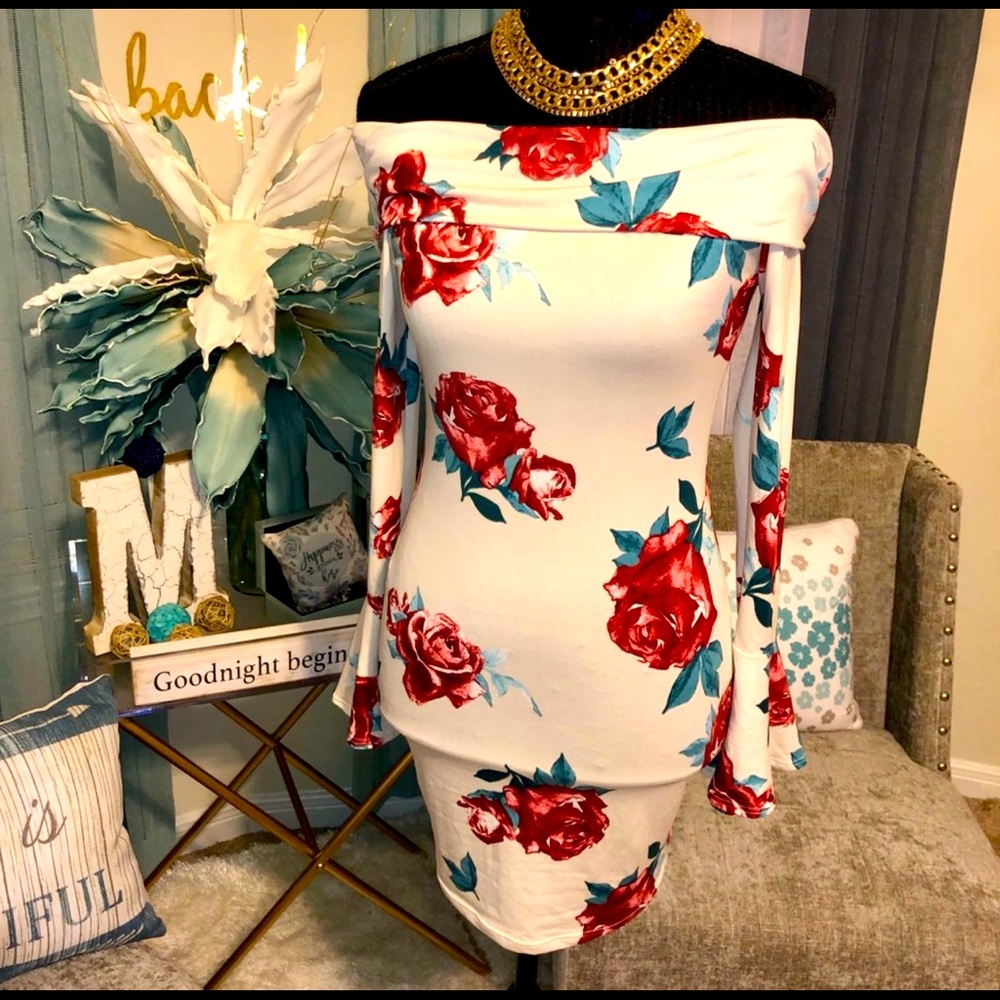 Floral Dress Off the Shoulders EUC